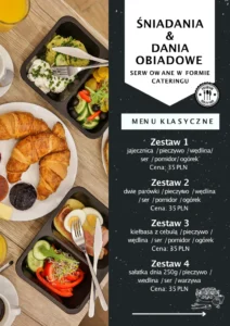 Menu śniadań w apartamentach Blue Sky w Zatorze 1