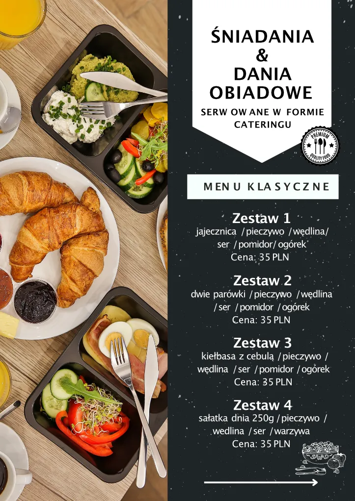 Menu śniadań w apartamentach Blue Sky w Zatorze 1