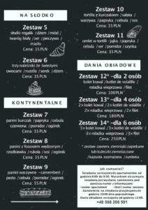 Menu śniadań w apartamentach Blue Sky w Zatorze 2